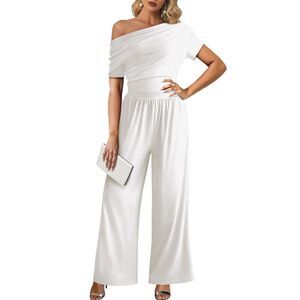 High Waist One Piece Jumpsuits Off The Shoulder Wide Leg, Medium, 9F-194J001